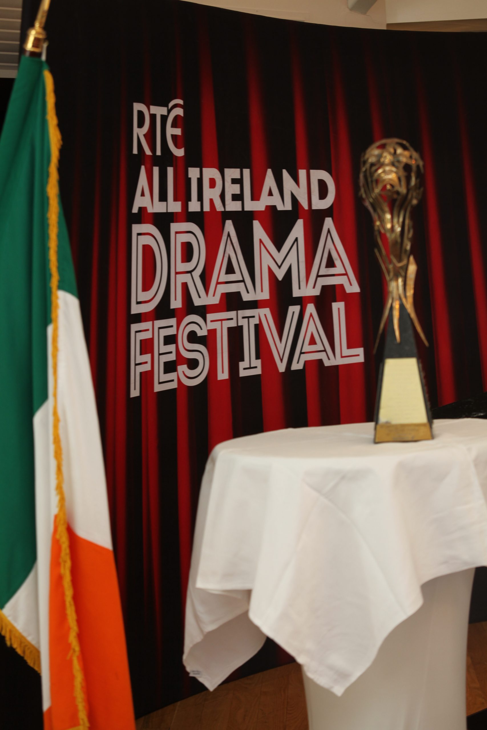 Drama Festival Trophy and Irish Flag